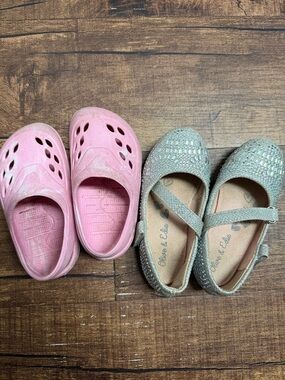 Skechers Girls' Pink and Silver Sparkle Mary Janes